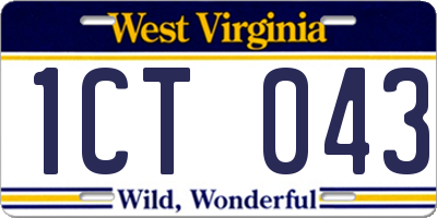 WV license plate 1CT043