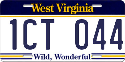 WV license plate 1CT044