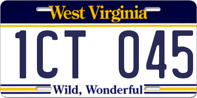 WV license plate 1CT045