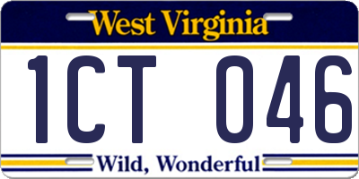 WV license plate 1CT046