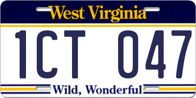 WV license plate 1CT047