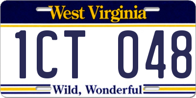 WV license plate 1CT048