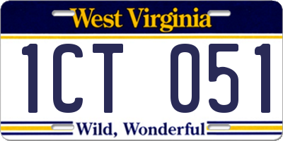 WV license plate 1CT051