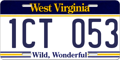 WV license plate 1CT053
