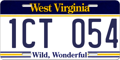 WV license plate 1CT054