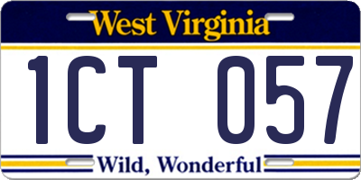 WV license plate 1CT057