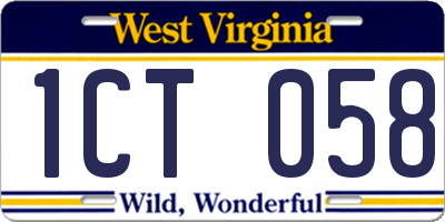 WV license plate 1CT058