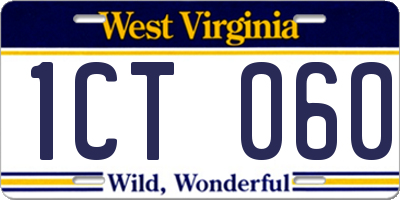 WV license plate 1CT060