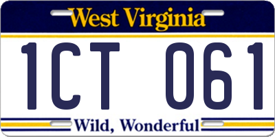 WV license plate 1CT061