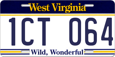 WV license plate 1CT064