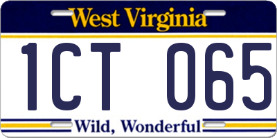 WV license plate 1CT065