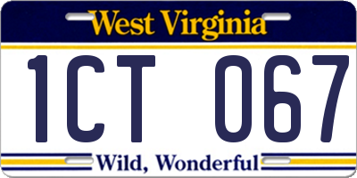 WV license plate 1CT067