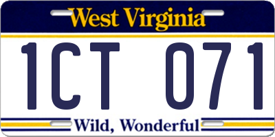 WV license plate 1CT071