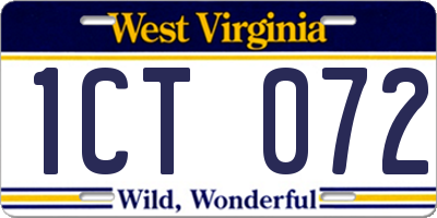 WV license plate 1CT072
