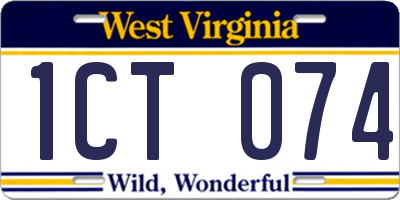 WV license plate 1CT074