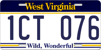 WV license plate 1CT076