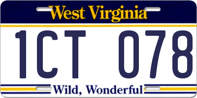 WV license plate 1CT078