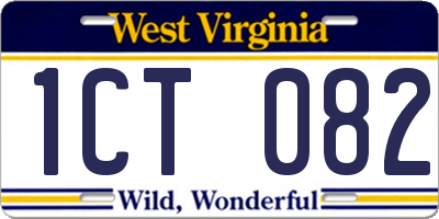 WV license plate 1CT082