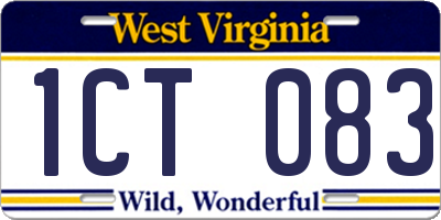 WV license plate 1CT083