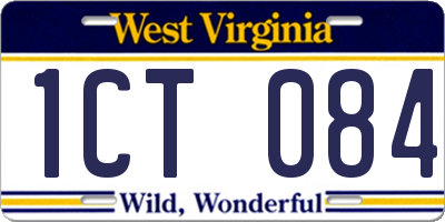 WV license plate 1CT084