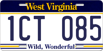 WV license plate 1CT085