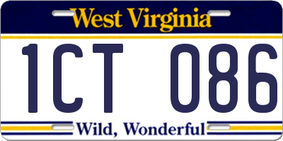 WV license plate 1CT086