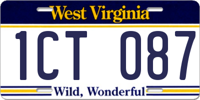 WV license plate 1CT087