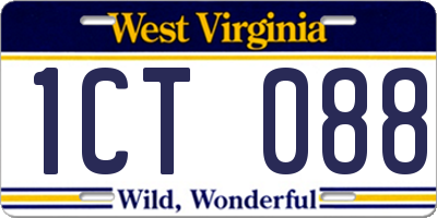WV license plate 1CT088