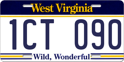 WV license plate 1CT090