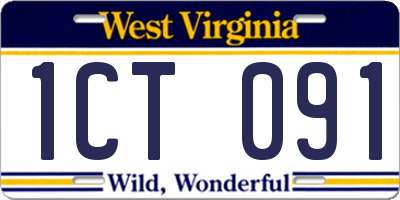 WV license plate 1CT091