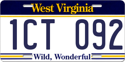 WV license plate 1CT092