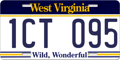 WV license plate 1CT095