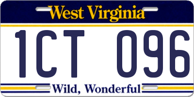 WV license plate 1CT096