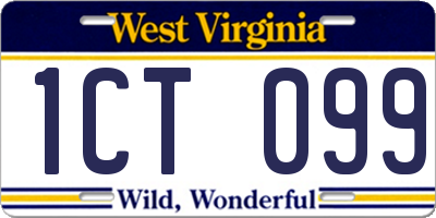 WV license plate 1CT099