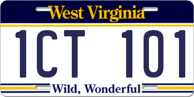 WV license plate 1CT101