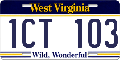 WV license plate 1CT103