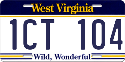 WV license plate 1CT104