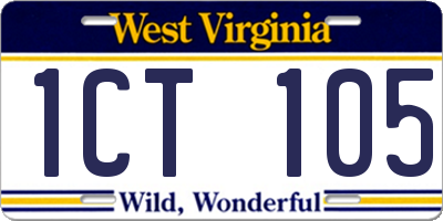 WV license plate 1CT105