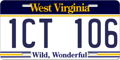 WV license plate 1CT106
