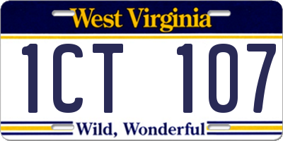 WV license plate 1CT107