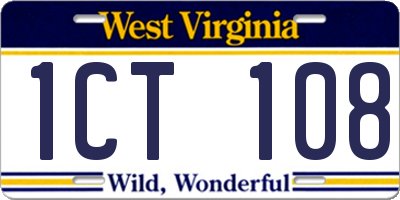 WV license plate 1CT108