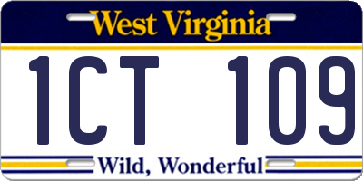 WV license plate 1CT109
