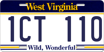 WV license plate 1CT110