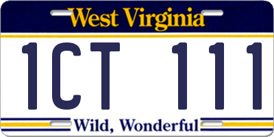 WV license plate 1CT111