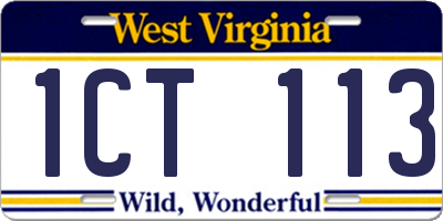 WV license plate 1CT113