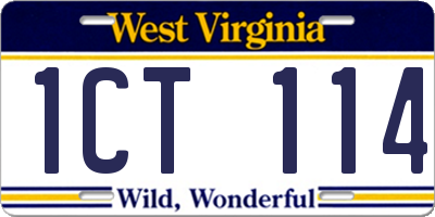 WV license plate 1CT114