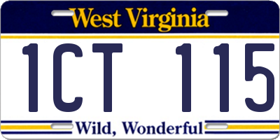WV license plate 1CT115