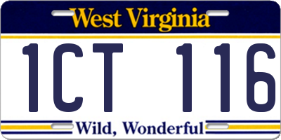 WV license plate 1CT116