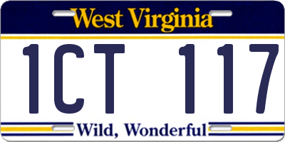 WV license plate 1CT117
