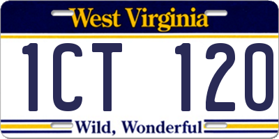 WV license plate 1CT120